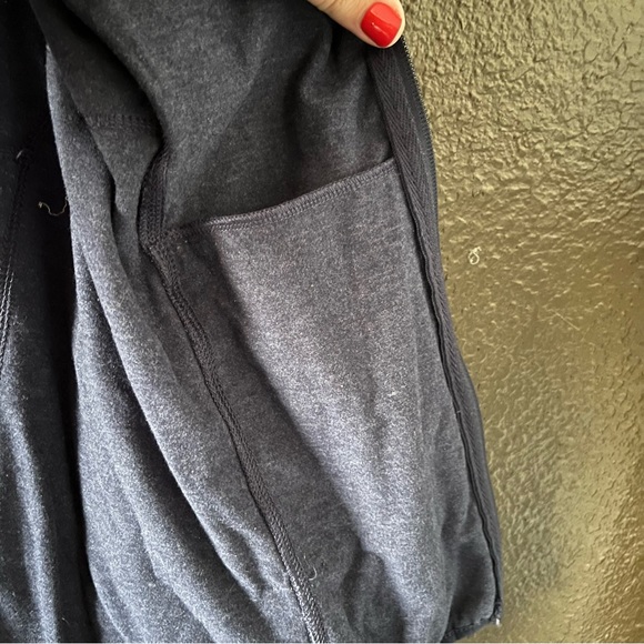 Blue Athletic Zip Up Jacket with Outside and Inside Pockets and Thumb Holes - Picture 2 of 8